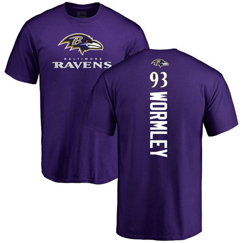 Men Baltimore Ravens Purple Chris Wormley Backer NFL Football #93 T Shirt